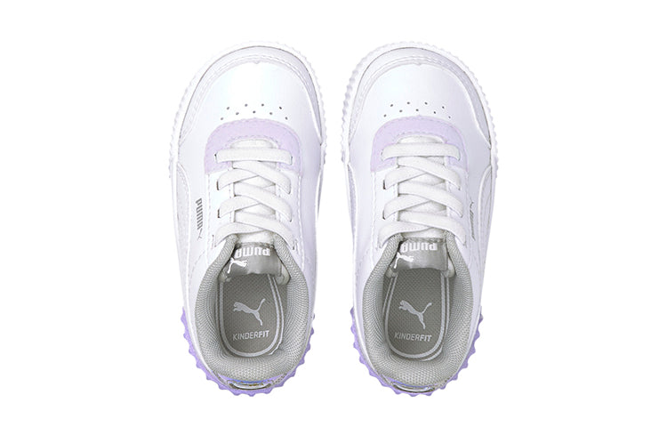 (TD) PUMA Carina Lift Shine Casual Board Shoes White/Purple 380554-01