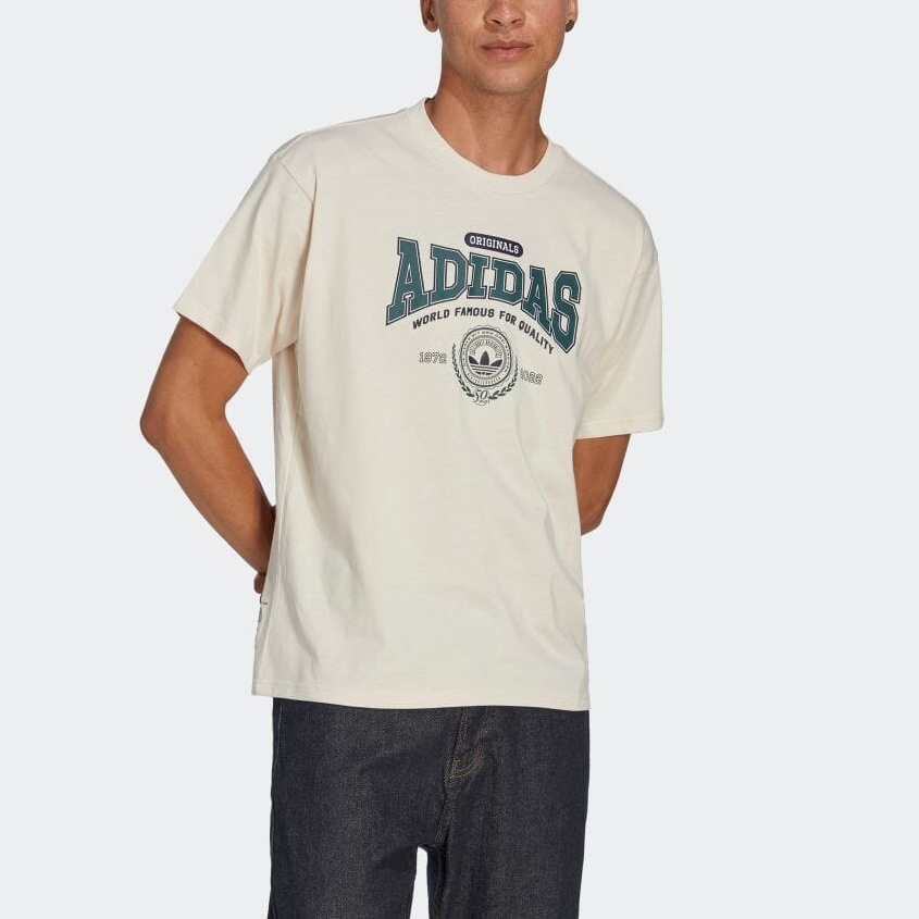 adidas originals Alphabet Logo Printing Round Neck Pullover Short Sleeve Creamy White T-Shirt IA8327