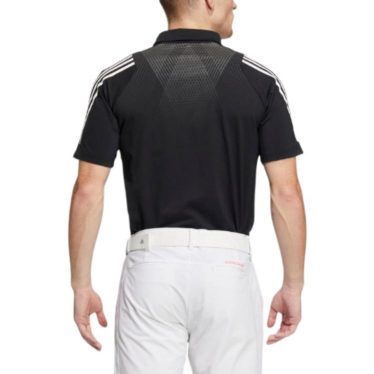 adidas Printing Logo Casual Stripe Short Sleeve Polo Shirt Black HA3130