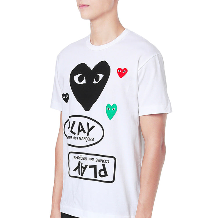 COMME des GARCONS PLAY Multi Heart T-Shirt 'White Black' AZ-T282-051-1