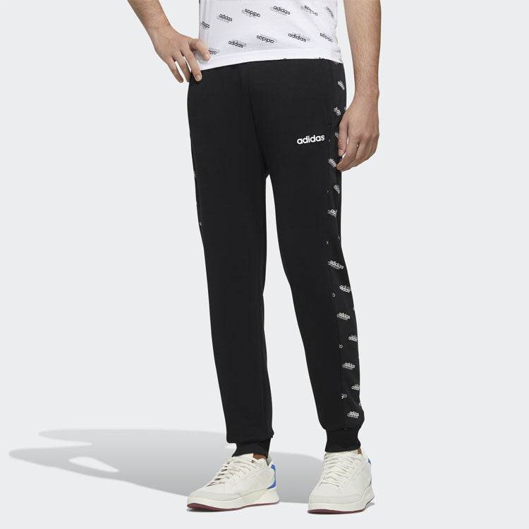 adidas Printing Splicing Knit Bundle Feet Sports Pants Black FM6076