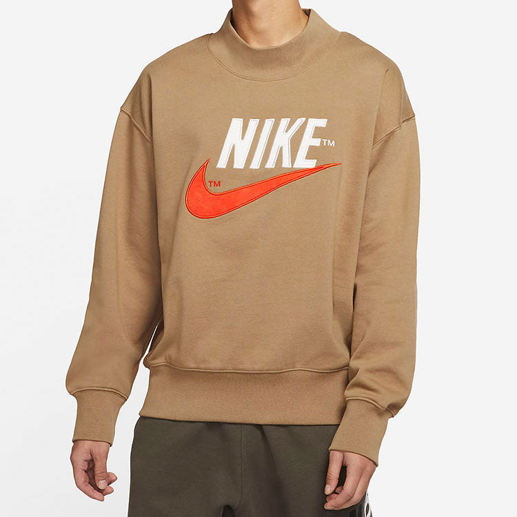 Nike Trend Capsule Series Logo Embroidered Sports Round Neck Pullover Brown DM5274-258