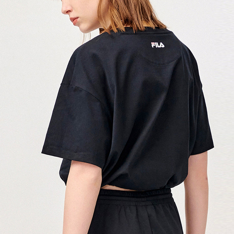 (WMNS) FILA FUSION SS21 Knit Sports Short Sleeve Black T11W123110F-BK