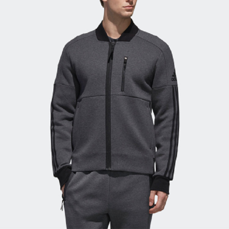 adidas Tt Double Knit Sports aviator Jacket Gray DW4629