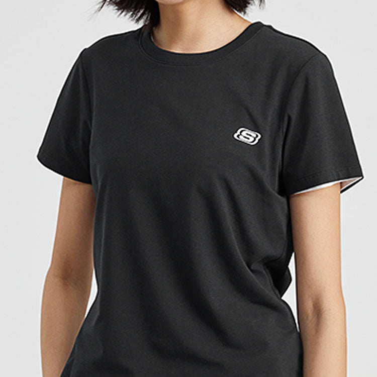 Skechers Loose Printing Casual Sports Tops Short Sleeve t Black L220W173-0018