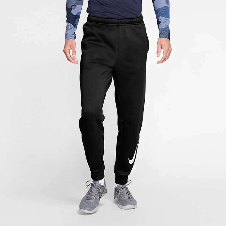 Nike Therma Tapered Swoosh Fleece Lined Sports Training Long Pants Black 932258-010