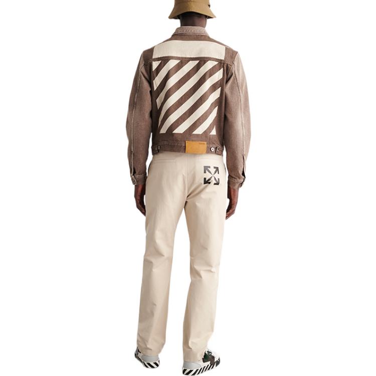 Men's Off-White SS22 Solid Color Logo Printing Straight Casual Pants/Trousers Beige OMCG033S22FAB0011710