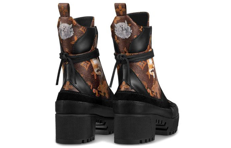 (WMNS) LOUIS VUITTON LV Laureate Thick Sole Martin boots Black Brown 1A52IF