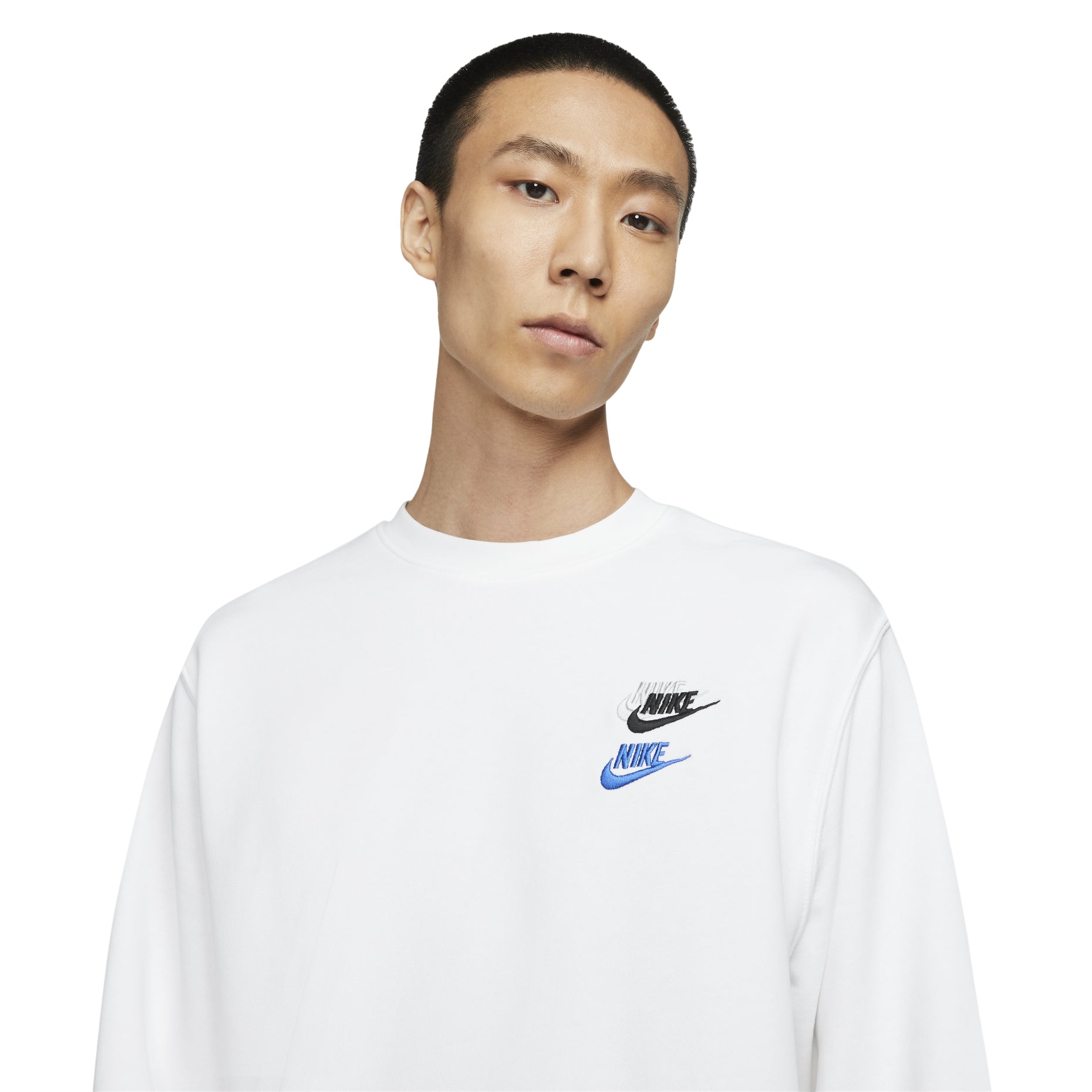 Men's Nike Contrasting Colors Logo Casual Sports Round Neck Embroidered Pullover White DJ6915-100
