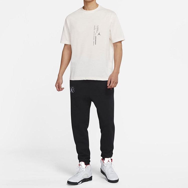 Air Jordan Solid Color Flying Man Logo Round Neck Short Sleeve White DM1419-901
