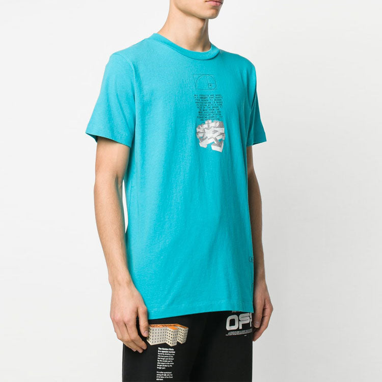 Off-White Alphabet Printing Short Sleeve Blue OMAA027R201850053901
