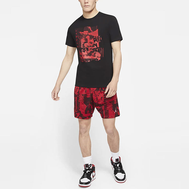 Air Jordan Jumpman Flight Basketball Sports Printing Round Neck Short Sleeve Black DA9880-010