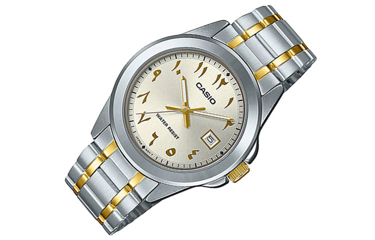 Men's CASIO Minimalistic Casual Watch Business Mens Light Gold Analog MTP-1215SG-7B3DF