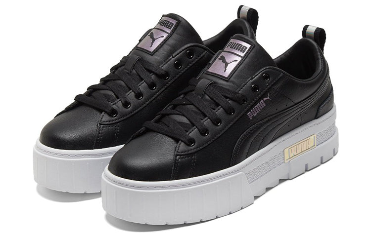 (WMNS) PUMA Mayze Lth Iridescent Sneakers Black/White 387269-02