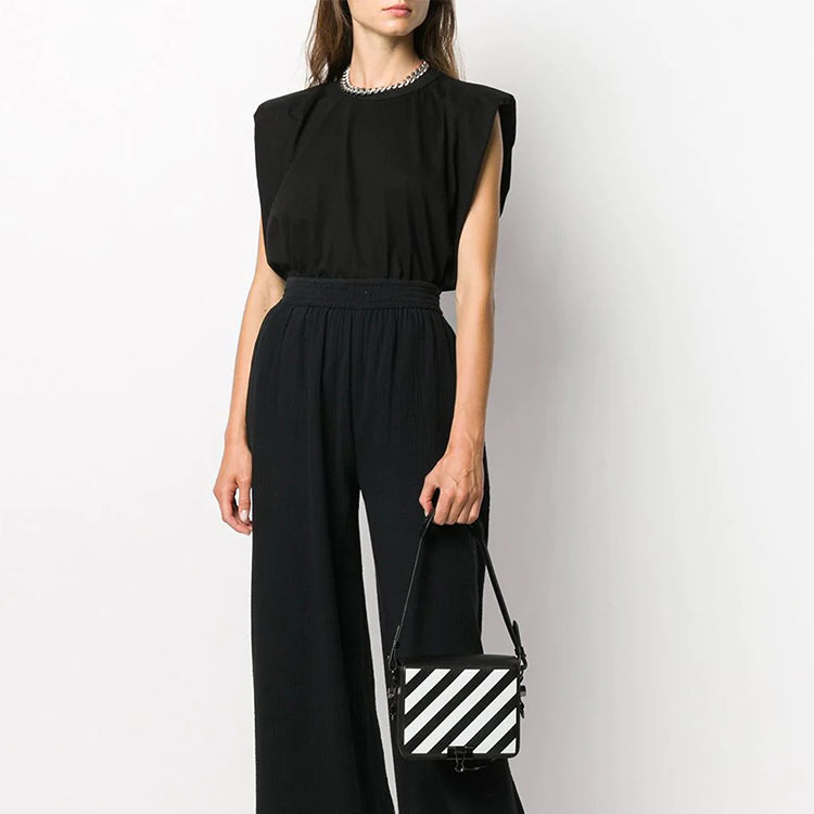 (WMNS) Off-White Stripe Binder-Clip Shoulder Bag Black / White / Yellow OWNA011F20LEA0041001