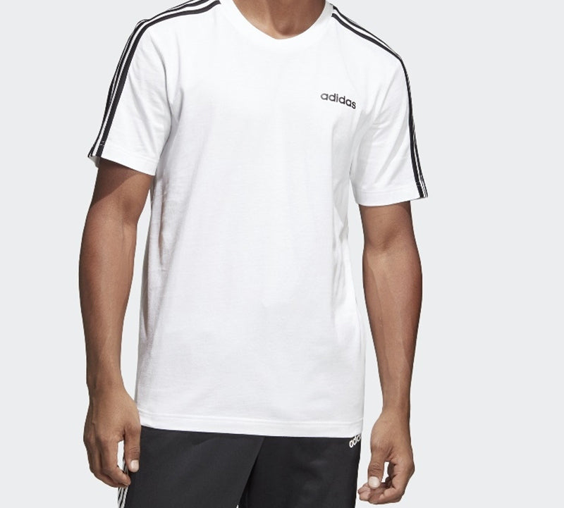 adidas E 3S Tee Classic Stripe Training Sports Round Neck Short Sleeve White DU0441