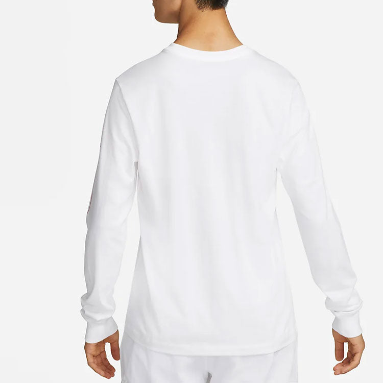 Men's Nike Alphabet Logo Printing Round Neck Long Sleeves White T-Shirt DR8075-100