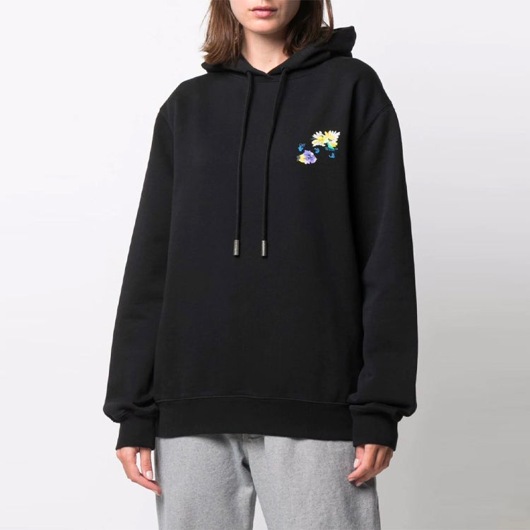 (WMNS) Off-White SS21 Pattern Printing Loose Hoodie Black OWBB035S21JER0021001