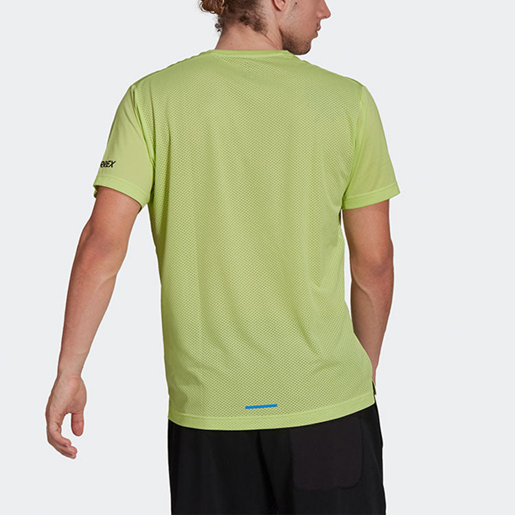 adidas Contrasting Colors Alphabet Printing Round Neck Short Sleeve Green H11680