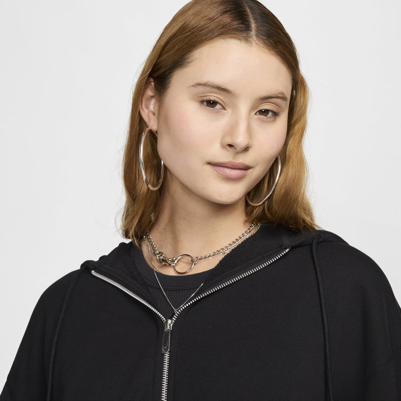 (WMNS) Nike Sportswear Oversized Full-Zip French Terry Hoodie Asia Sizing 'Black' FV7516-010