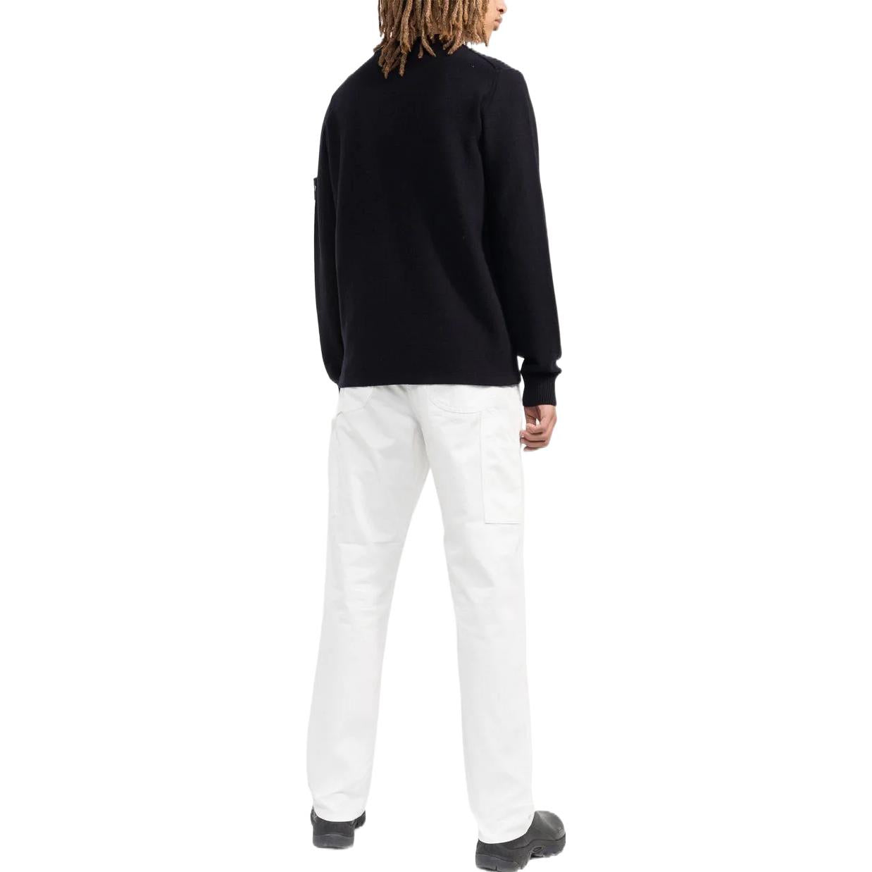 STONE ISLAND Logo Patch Sleeved Crewneck Sweatshirt 'Black' 7715526A1-V0020