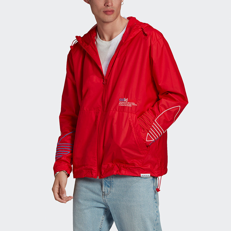 adidas originals MENS FTO WB Printed Retro Sports Hooded Jacket Red GN3561