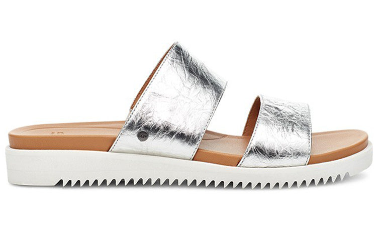 (WMNS) UGG Zyle Metallic Slide Silver Slippers 1116391-SLVR