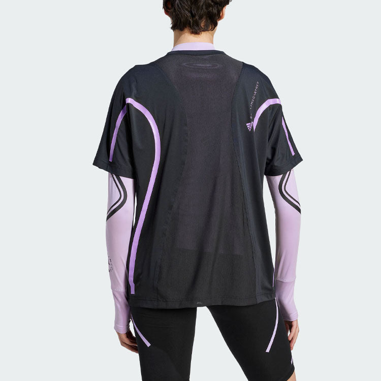 (WMNS) adidas By Stella Mccartney Truepace Running Loose Short Sleeve T-shirt 'Black Purple' II3236