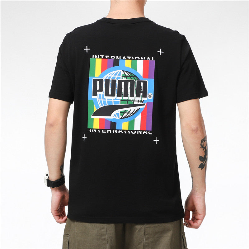 PUMA Graffiti Photo Print Short Sleeve T-Shirt 'Black Blue Red' 531307-01