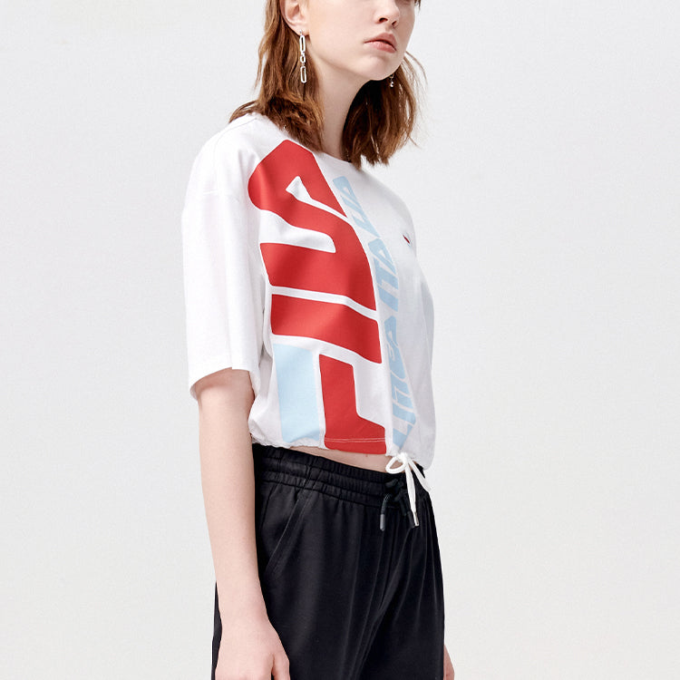 FILA FUSION Logo Printing Sports Loose Round Neck Short Sleeve White T11W125106F-WT