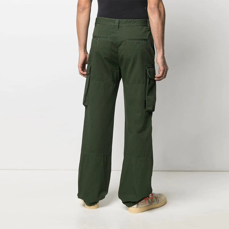 Off-White SS21 Side Straight Cargo Pants Version Green OMCF025S21FAB0015701