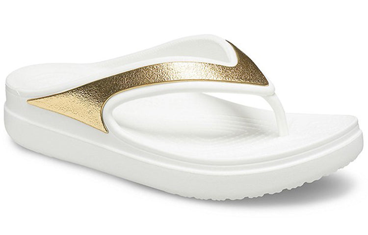 (WMNS) Crocs Thick Sole White Gold Slippers 'White Gold' 206919-100
