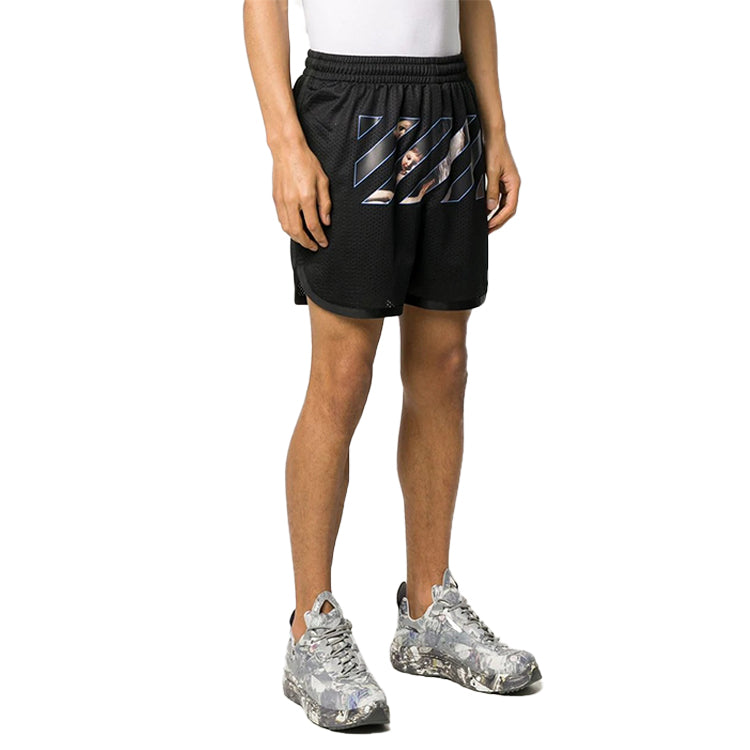 Off-White FW20 Caravaggio Printing Sports Shorts Men Black OMCI005E20JER0011010