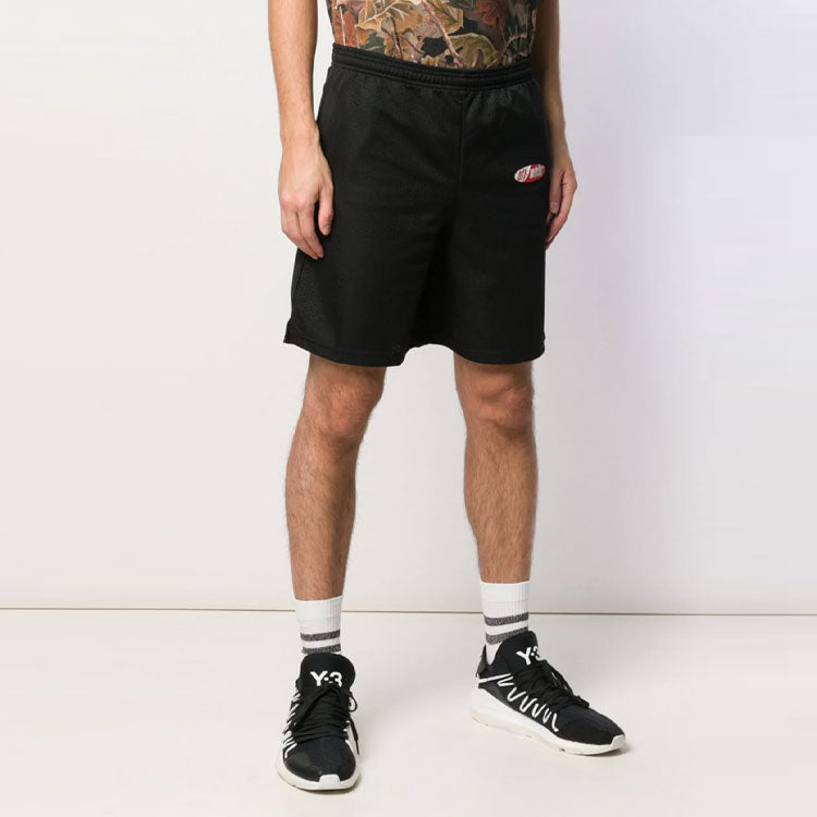 Off-White Elastic Waistband Logo Printing Shorts Version Black OMCI005S191010061020