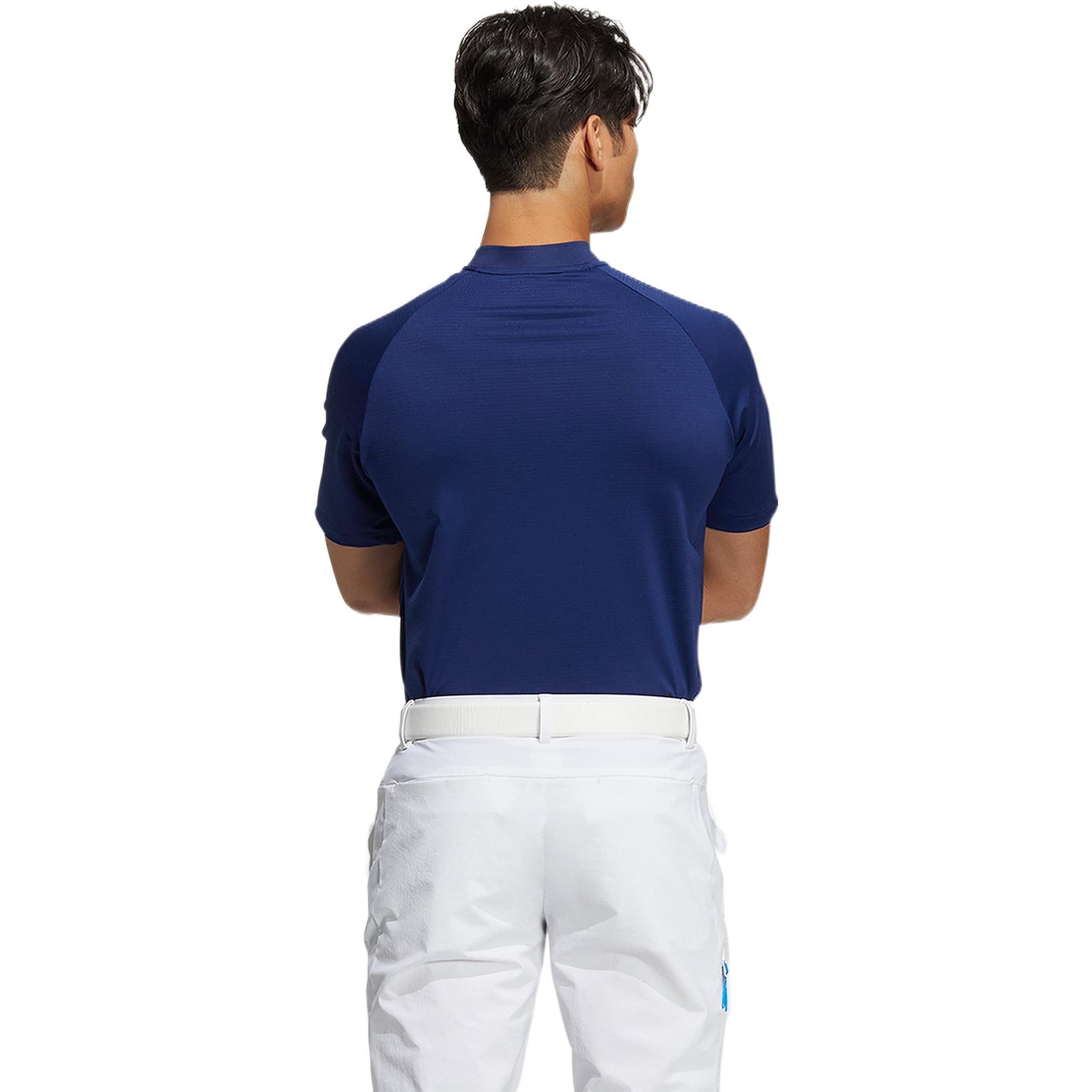 Men's adidas Logo Cotton Lapel Raglan Sleeve Short Sleeve polo Blue Polo Shirt HB3562