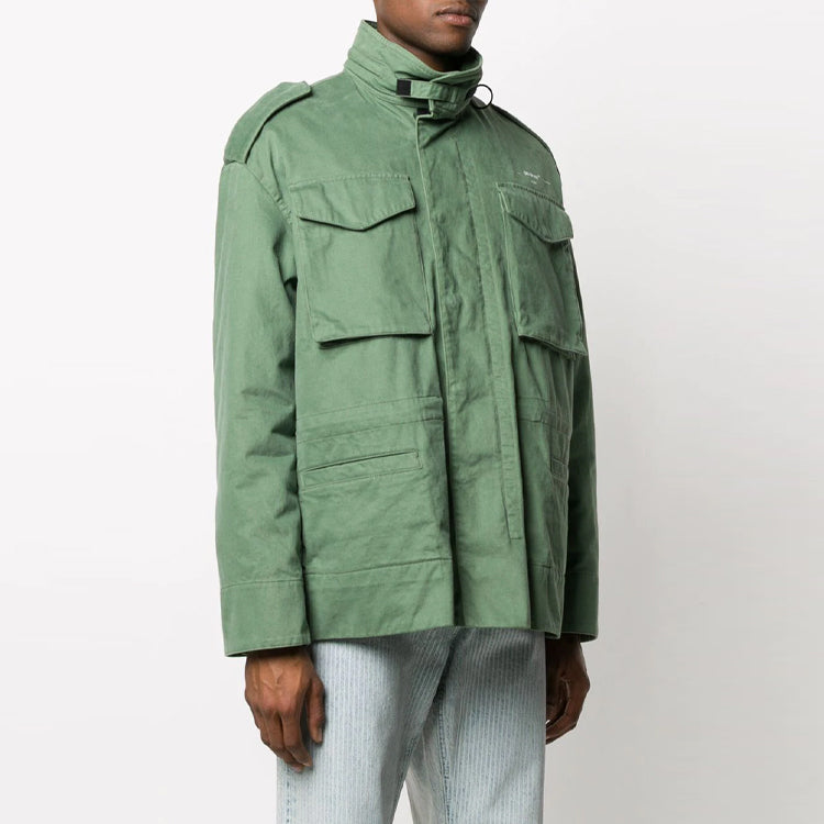 Off-White Logo Alphabet Classic Multiple Pockets Jacket Version Green OMEL009R20G460214301