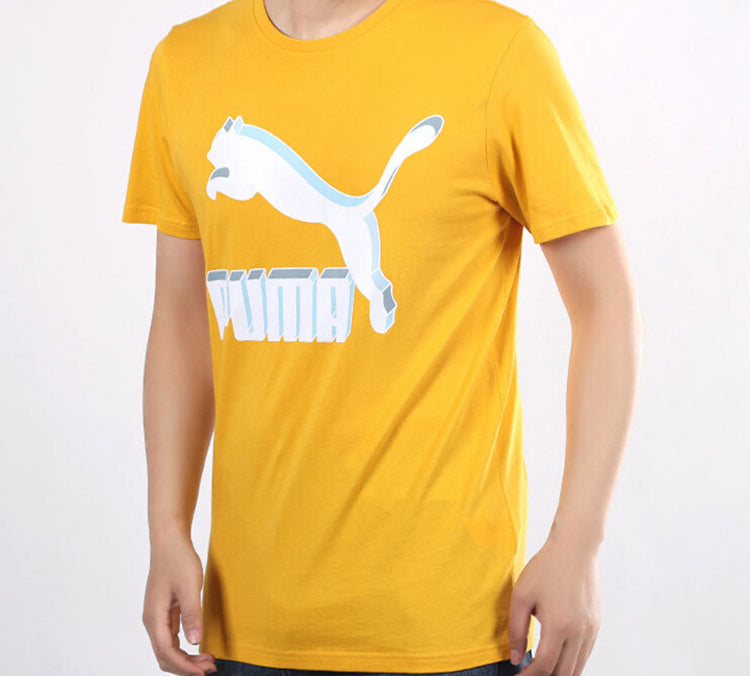 PUMA Classics Logo logo Sports Short Sleeve TEE Men Yellow 596535-25