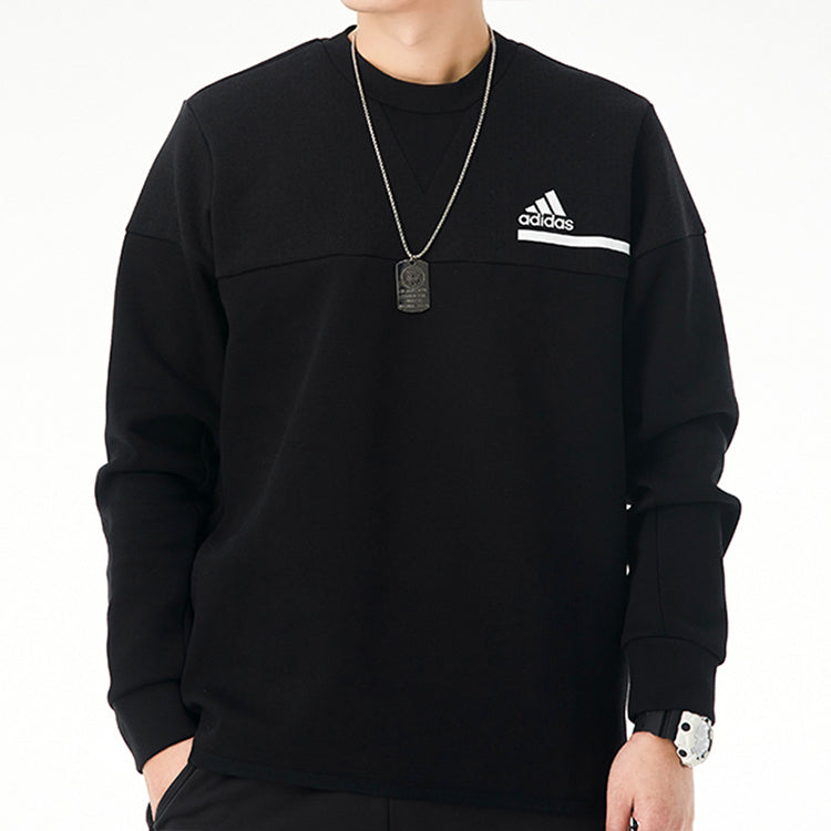 adidas Logo Stamping Sports Casual Cover Round Collar Men's Black GM6538