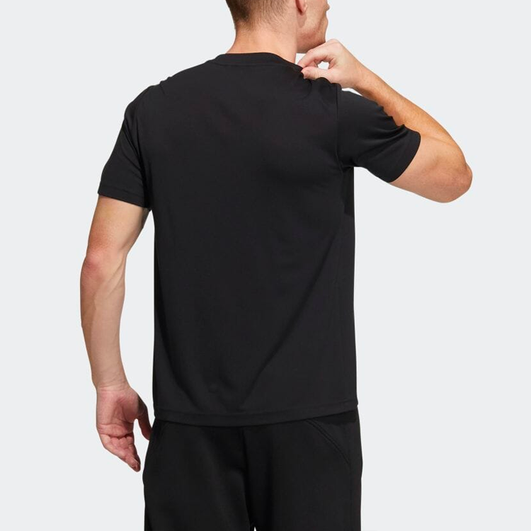 Men's adidas Solid Color Casual Breathable Sports Short Sleeve Japanese Version Black T-Shirt HD0012