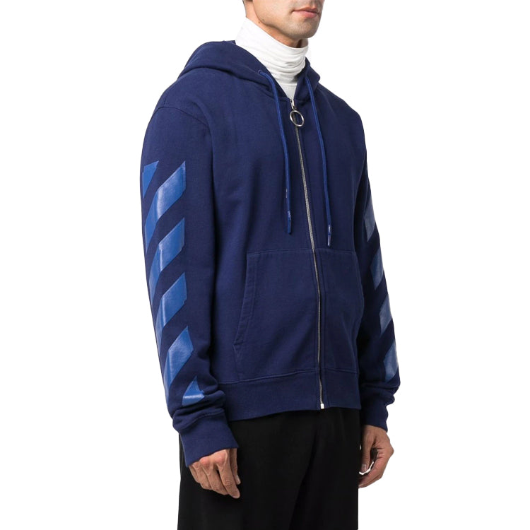 Men's Off-White FW21 Stripe Zipper Ordinary Version Blue OMBE001F21FLE0034545