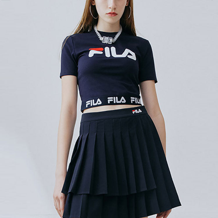 (WMNS) FILA Logo Printing Round-neck Tee Blue F11W138105F-NV