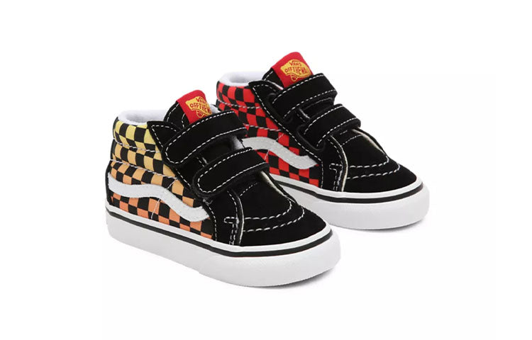 Vans Flame Logo Repeat Sk8-Mid Reissue Velcro 'Black Red Yellow' VN0A5DXDABX