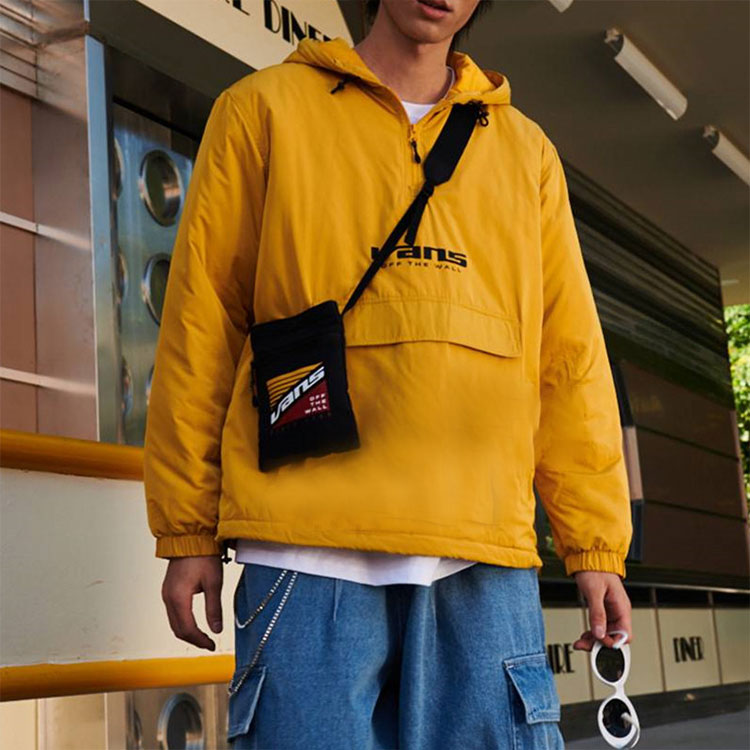 Men's Vans Casual Printing Zipper Hooded Jacket Yellow VN0A4MLB50X