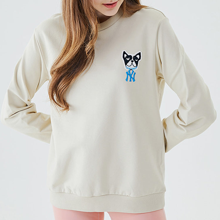 MLB Cartoon Series Embroidered Sports Round Neck Long Sleeves Unisex Khaki 31MTC1011-50B