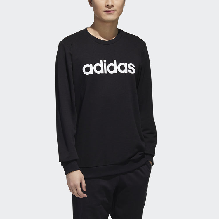 adidas neo M Esntl Logo SW Casual Sports Round Neck Knit Pullover Black GJ8925