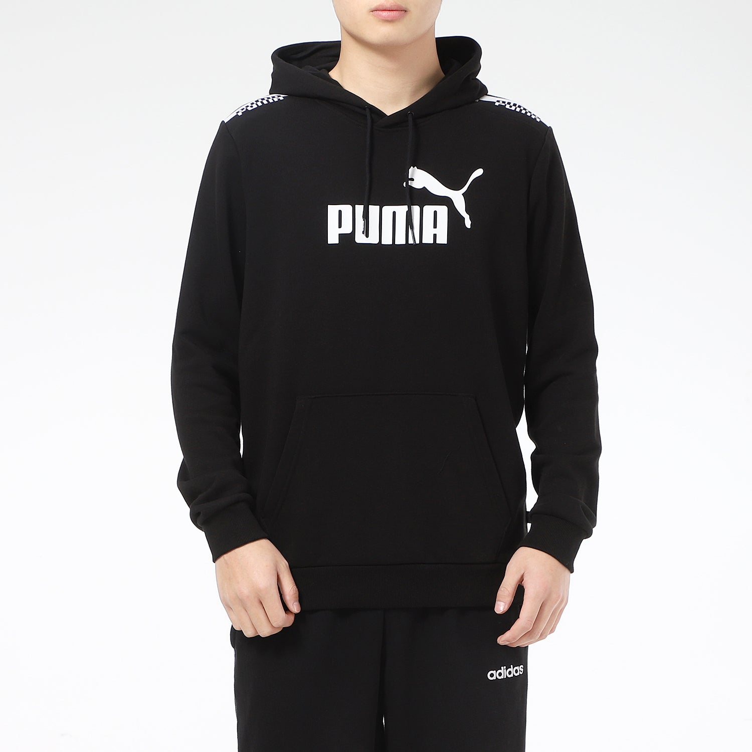 PUMA Amplified Logo Casual Sports Pullover Hooded Sweater Men's Black 588816-01