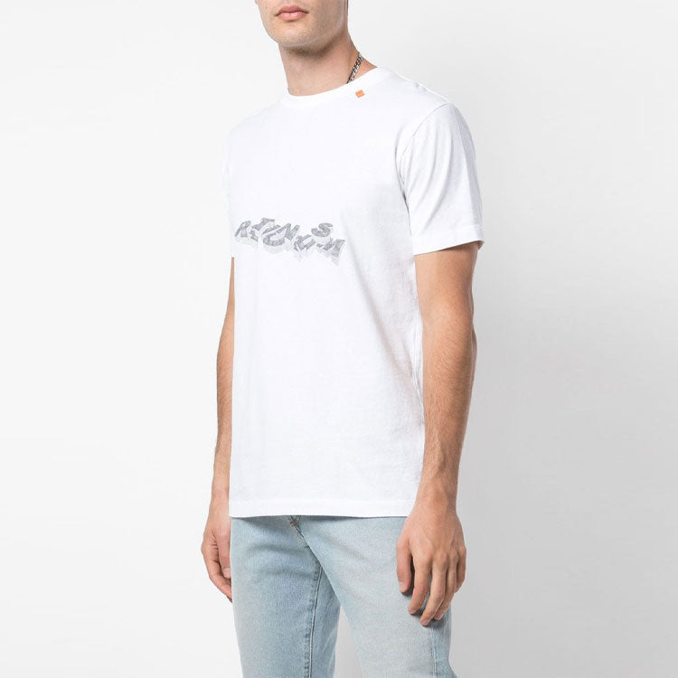 Off-White Chest Pattern Printing Short Sleeve Ordinary Version White OMAA027R201850100110