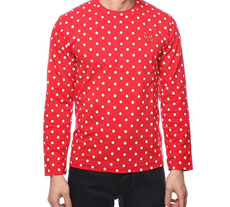 COMME des GARCONS PLAY Polka Dot Long Sleeves Tee 'Red' AZ-T166-051-3