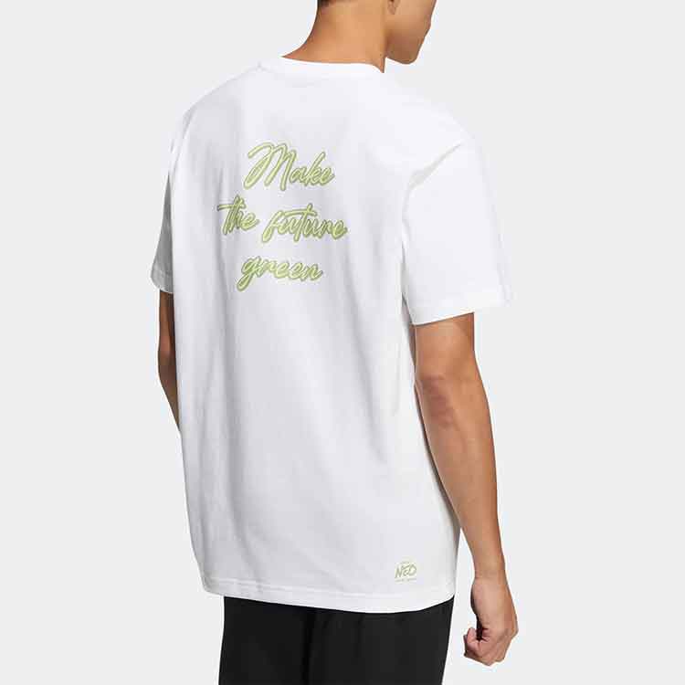 adidas neo M Sw Slogan Tee Solid Color Alphabet Printing Athleisure Casual Sports Short Sleeve Couple Style White HC9740