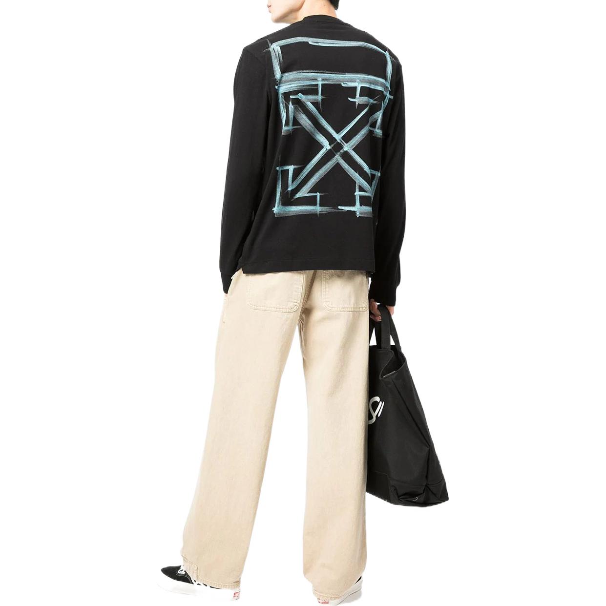 Off-White SS22 Arrow Logo Printing Round Neck Long Sleeves Black OMAB064F21JER0161084